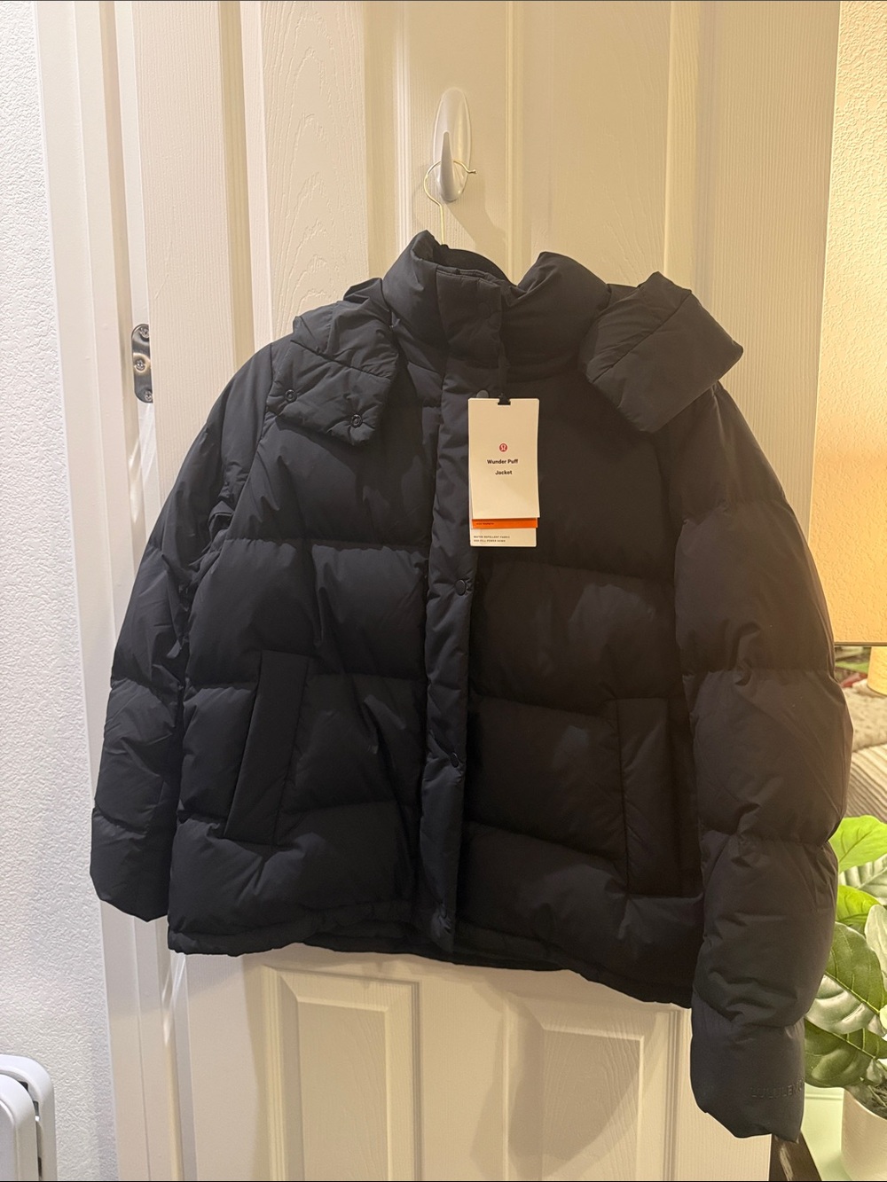 Women's Black Short Puffer Coat with Hood. Black Brand New size 10